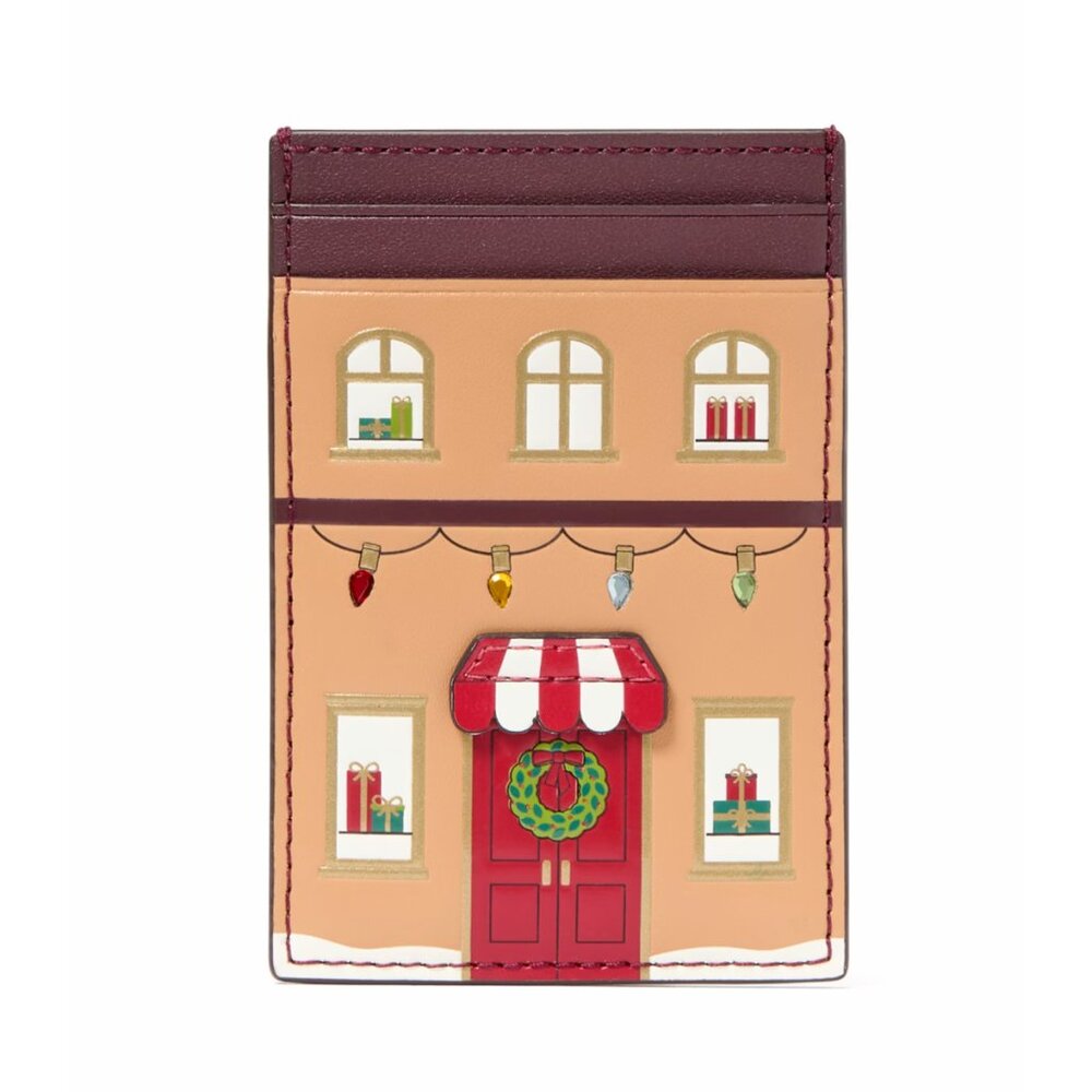 New Kate Spade Oh What Fun Gingerbread House Small Slim Cardholder Multi